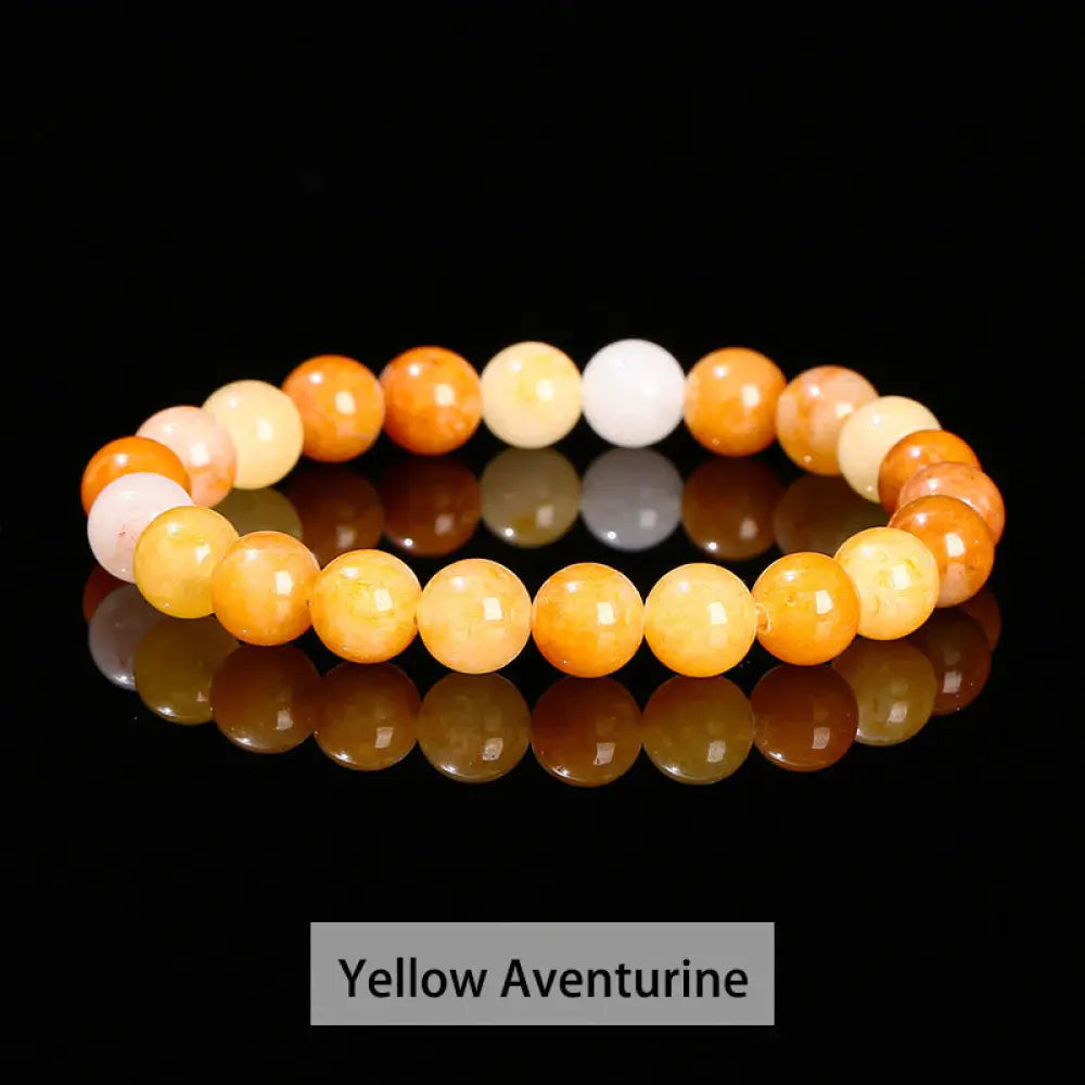 Buddha Stones Various Crystal Stone Amethyst Green Aventurine Rose Quartz Healing Bracelet - BWOOOH - Yellow Aventurine