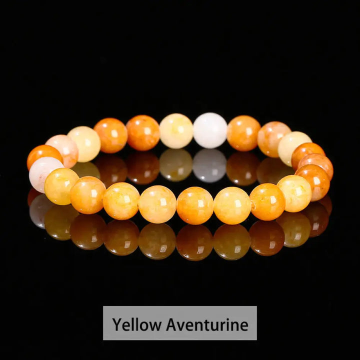 Buddha Stones Various Crystal Stone Amethyst Green Aventurine Rose Quartz Healing Bracelet - BWOOOH - Yellow Aventurine