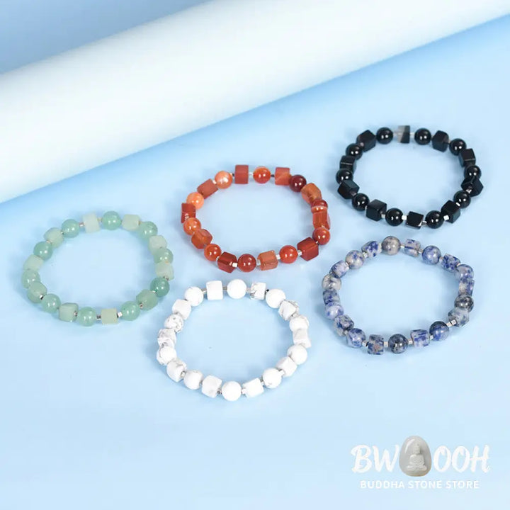 Buddha Stones Various Crystals Black Obsidian Purification Bracelet - BWOOOH - Bracelet