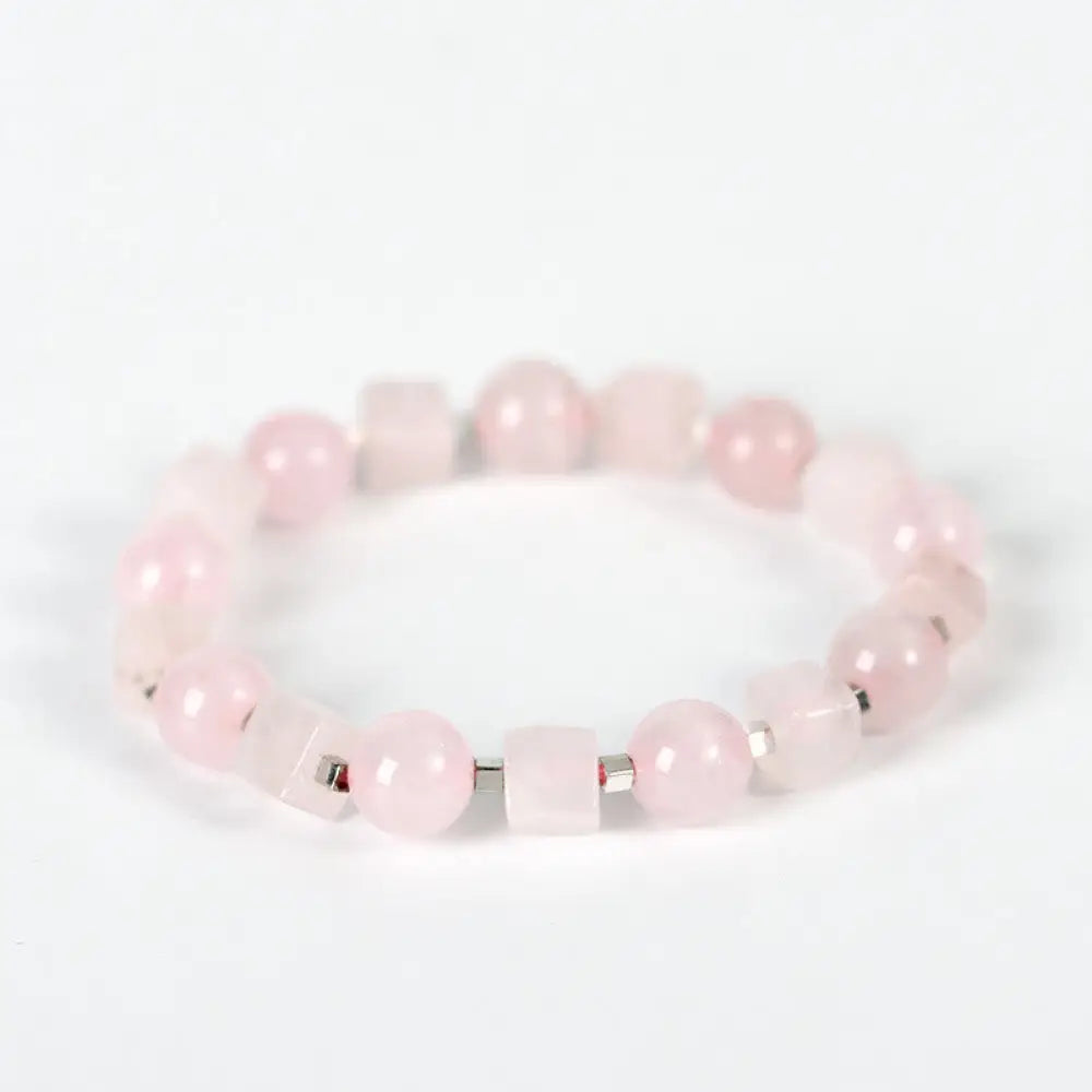 Buddha Stones Various Crystals Black Obsidian Purification Bracelet - BWOOOH - Pink Crystal(Wrist Circumference:
