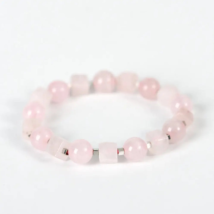 Buddha Stones Various Crystals Black Obsidian Purification Bracelet - BWOOOH - Pink Crystal(Wrist Circumference:
