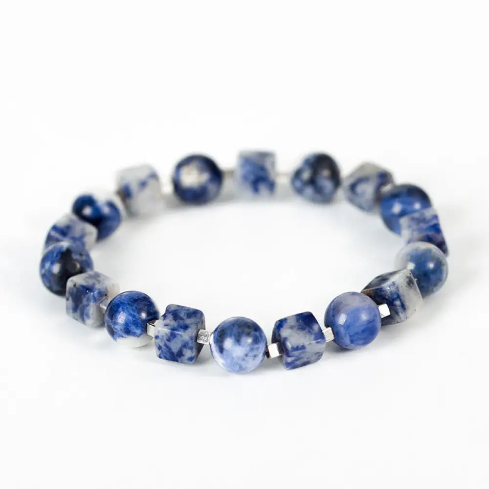Buddha Stones Various Crystals Black Obsidian Purification Bracelet - BWOOOH - Sodalite(Wrist Circumference: 14-16cm)