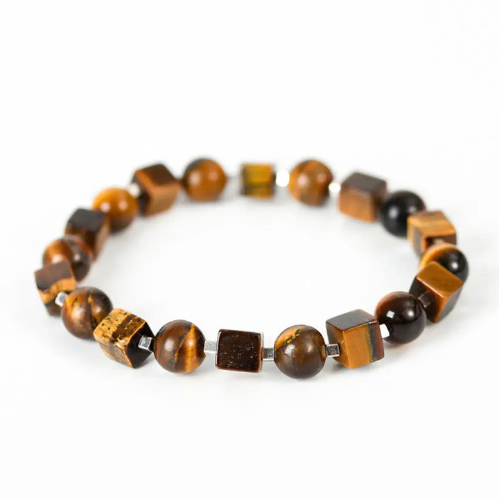 Buddha Stones Various Crystals Black Obsidian Purification Bracelet - BWOOOH - Tiger Eye(Wrist Circumference: 14-16cm)