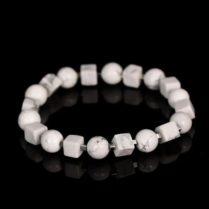 Buddha Stones Various Crystals Black Obsidian Purification Bracelet - BWOOOH - White Turquoise(Wrist Circumference: