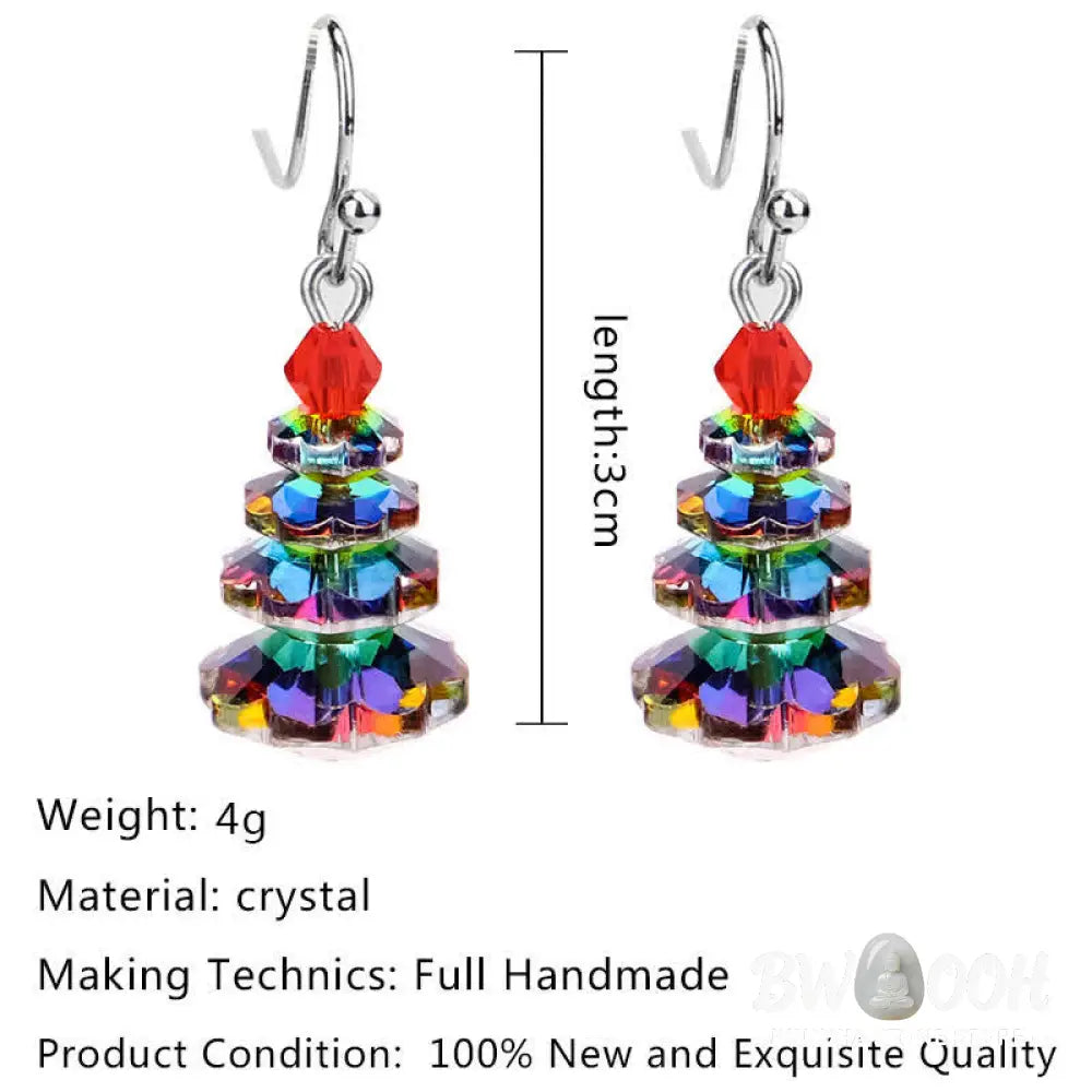 Buddha Stones Various Crystals Christmas Tree Amethyst Peace Healing Drop Earrings - Earrings