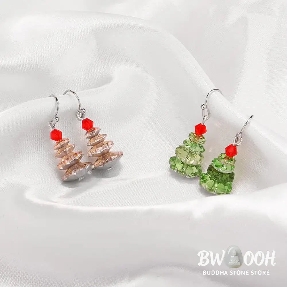 Buddha Stones Various Crystals Christmas Tree Amethyst Peace Healing Drop Earrings - Earrings