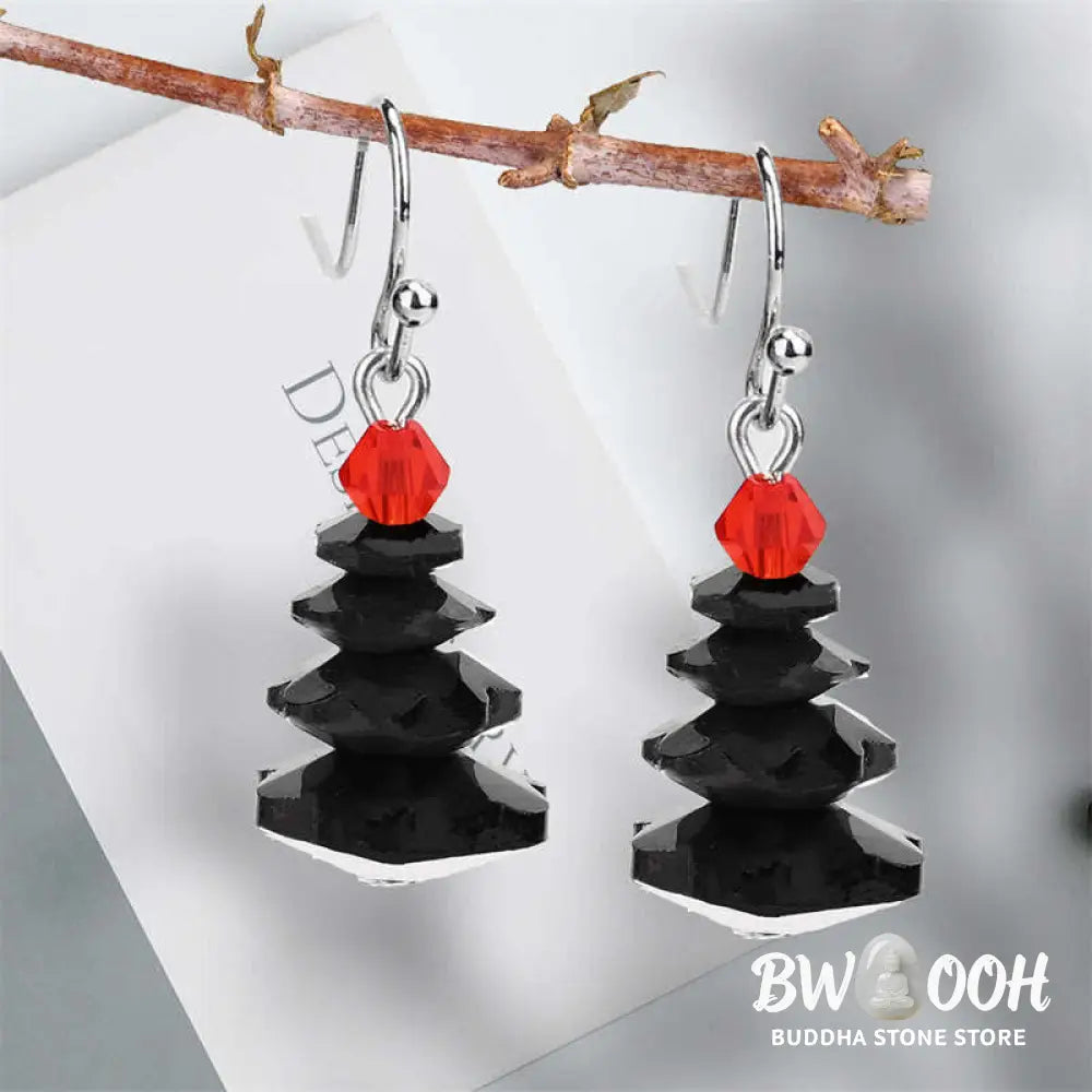 Buddha Stones Various Crystals Christmas Tree Amethyst Peace Healing Drop Earrings - Earrings