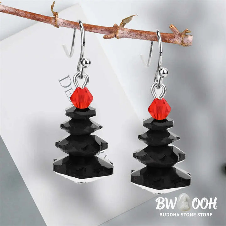 Buddha Stones Various Crystals Christmas Tree Amethyst Peace Healing Drop Earrings - Earrings