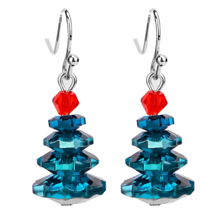 Buddha Stones Various Crystals Christmas Tree Amethyst Peace Healing Drop Earrings - Blue - Earrings