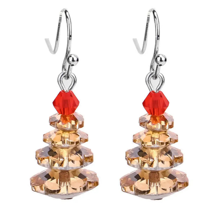Buddha Stones Various Crystals Christmas Tree Amethyst Peace Healing Drop Earrings - Champagne - Earrings