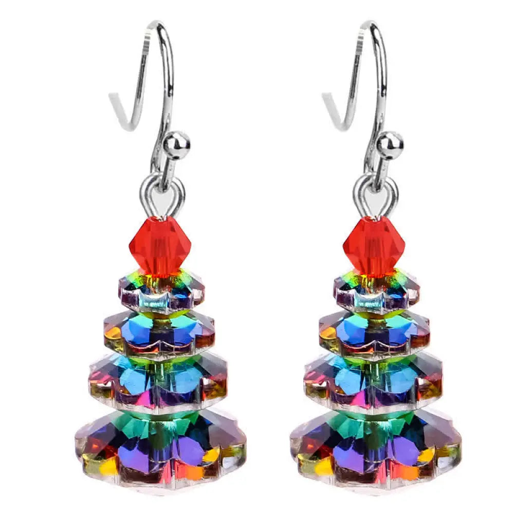 Buddha Stones Various Crystals Christmas Tree Amethyst Peace Healing Drop Earrings - Colorful - Earrings