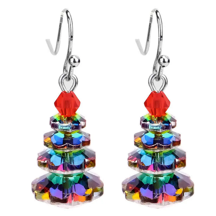 Buddha Stones Various Crystals Christmas Tree Amethyst Peace Healing Drop Earrings - Colorful - Earrings