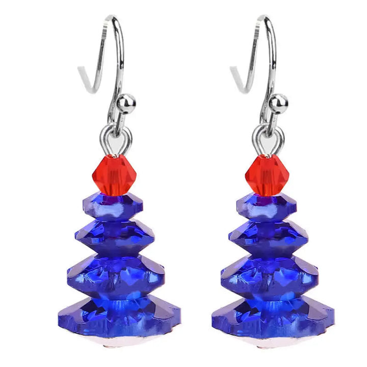 Buddha Stones Various Crystals Christmas Tree Amethyst Peace Healing Drop Earrings - Royal Blue - Earrings