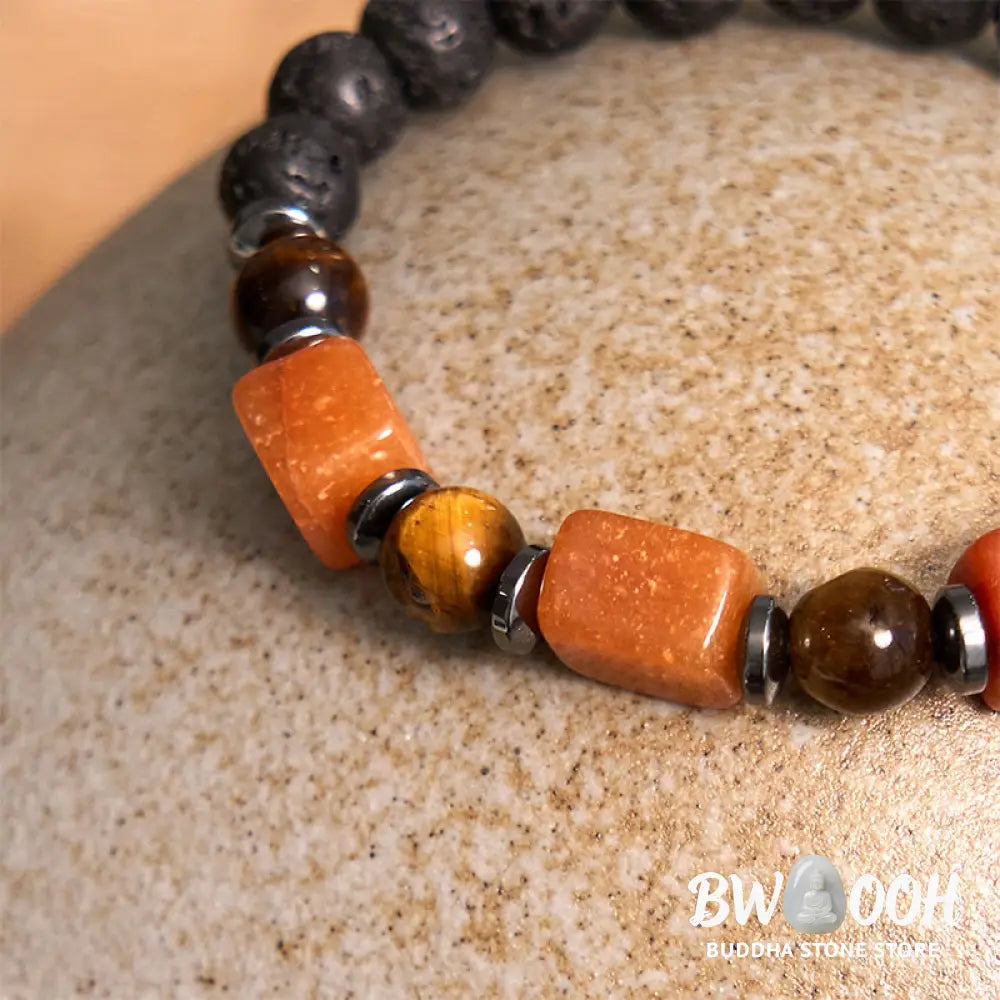 Buddha Stones Various Crystals Cube Amethyst Lava Rock Support Bracelet - BWOOOH - Bracelet
