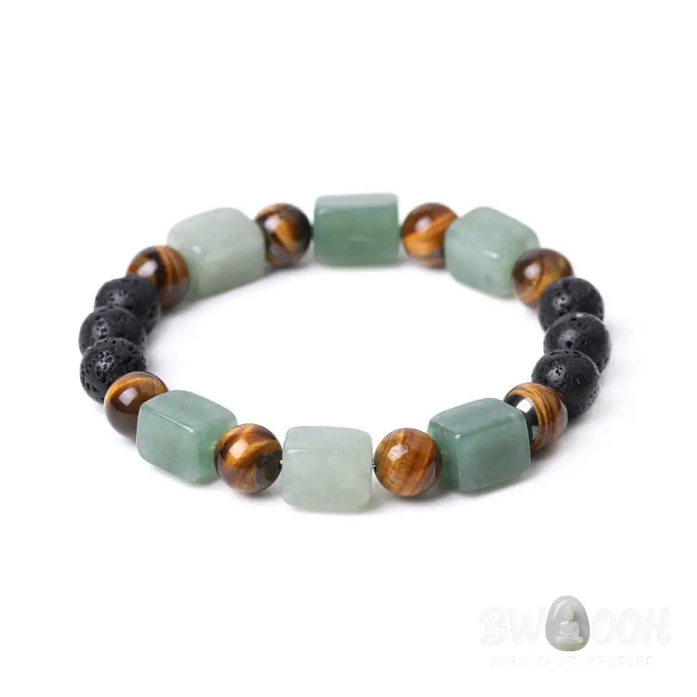 Buddha Stones Various Crystals Cube Amethyst Lava Rock Support Bracelet - BWOOOH - Bracelet