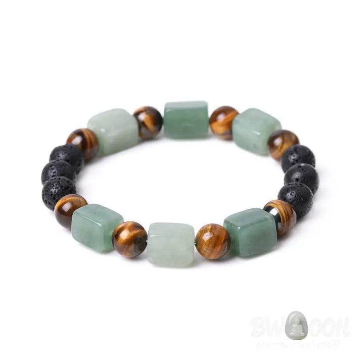 Buddha Stones Various Crystals Cube Amethyst Lava Rock Support Bracelet - BWOOOH - Bracelet
