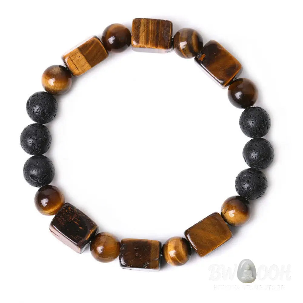 Buddha Stones Various Crystals Cube Amethyst Lava Rock Support Bracelet - BWOOOH - Bracelet