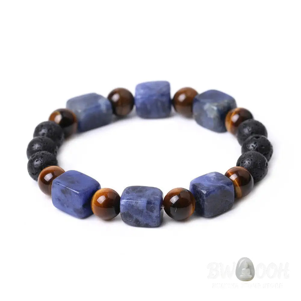 Buddha Stones Various Crystals Cube Amethyst Lava Rock Support Bracelet - BWOOOH - Bracelet