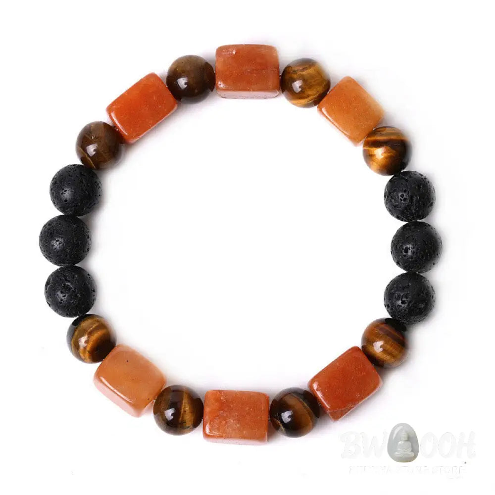 Buddha Stones Various Crystals Cube Amethyst Lava Rock Support Bracelet - BWOOOH - Bracelet