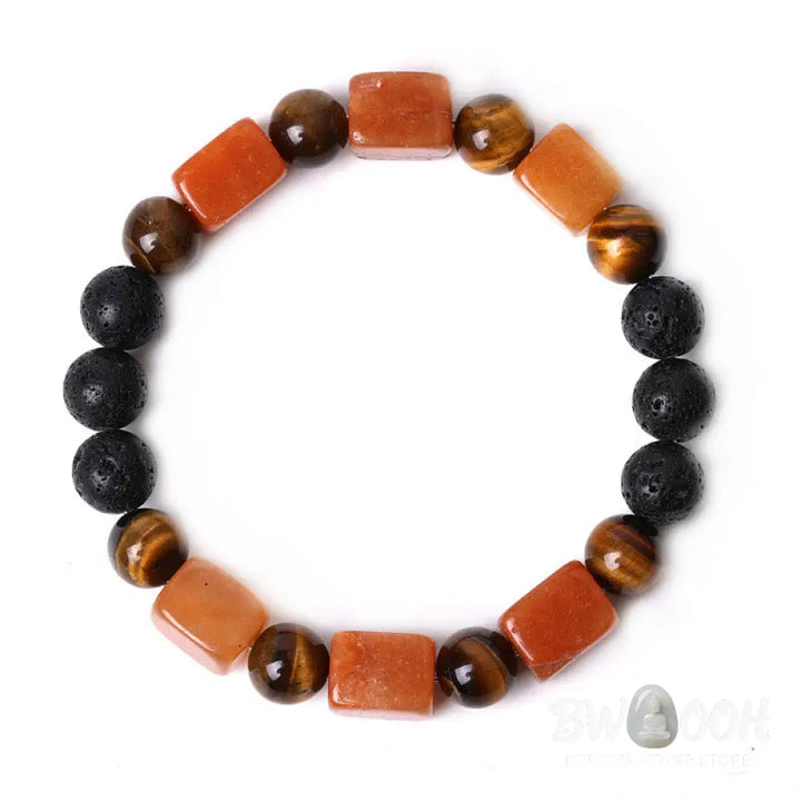 Buddha Stones Various Crystals Cube Amethyst Lava Rock Support Bracelet - BWOOOH - Bracelet