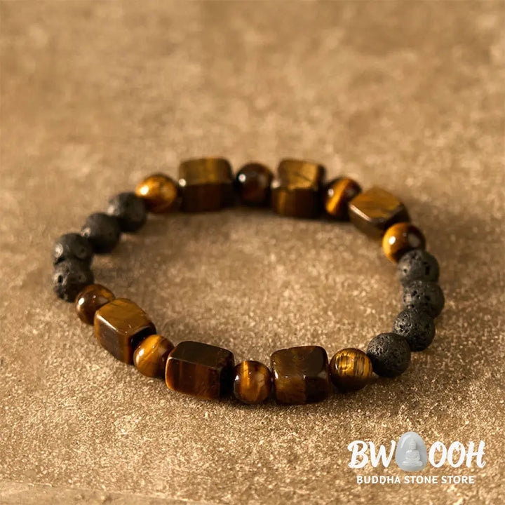 Buddha Stones Various Crystals Cube Amethyst Lava Rock Support Bracelet - BWOOOH - Bracelet