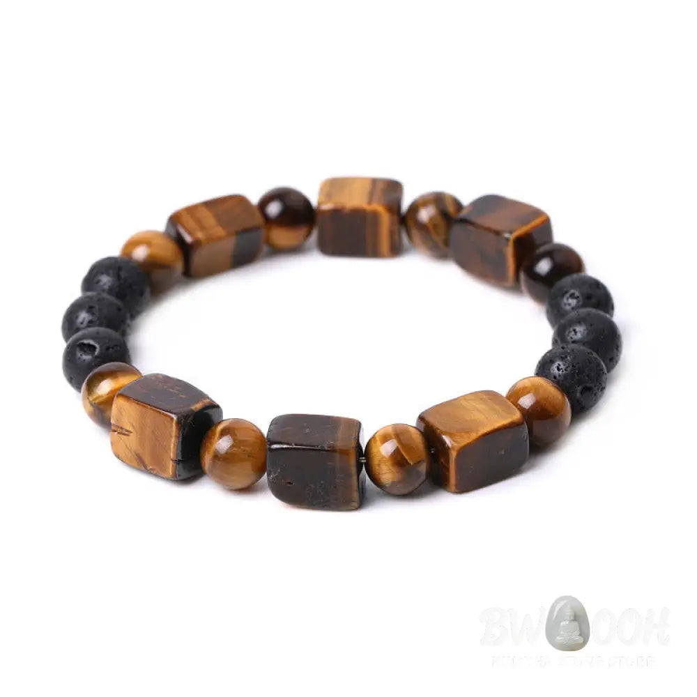 Buddha Stones Various Crystals Cube Amethyst Lava Rock Support Bracelet - BWOOOH - Bracelet