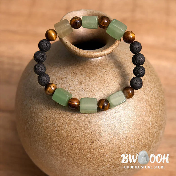 Buddha Stones Various Crystals Cube Amethyst Lava Rock Support Bracelet - BWOOOH - Bracelet