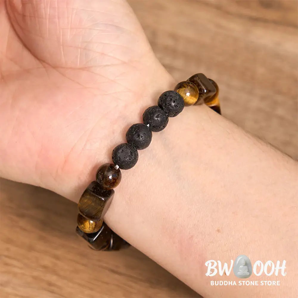 Buddha Stones Various Crystals Cube Amethyst Lava Rock Support Bracelet - BWOOOH - Bracelet