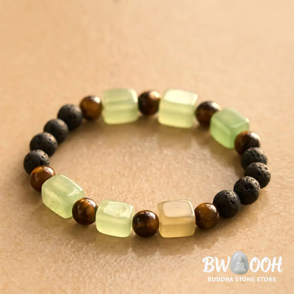 Buddha Stones Various Crystals Cube Amethyst Lava Rock Support Bracelet - BWOOOH - Bracelet