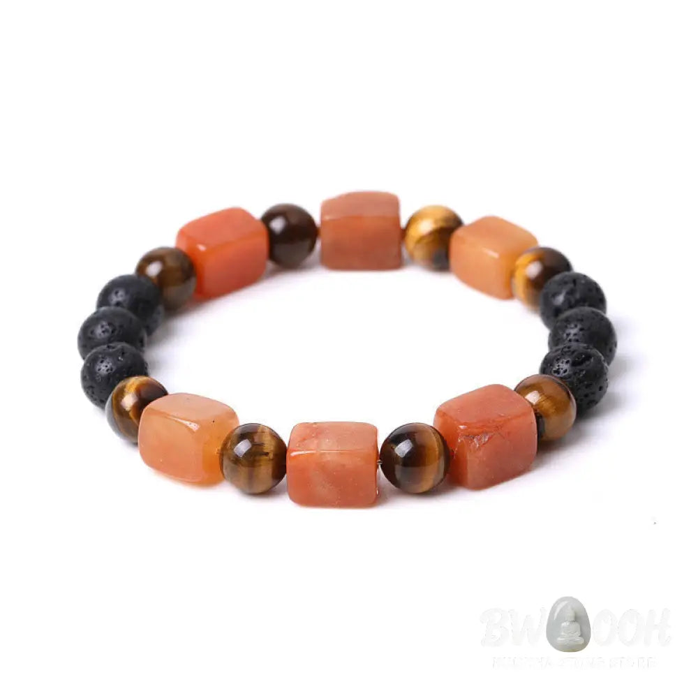 Buddha Stones Various Crystals Cube Amethyst Lava Rock Support Bracelet - BWOOOH - Bracelet