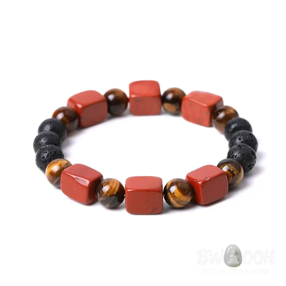 Buddha Stones Various Crystals Cube Amethyst Lava Rock Support Bracelet - BWOOOH - Bracelet