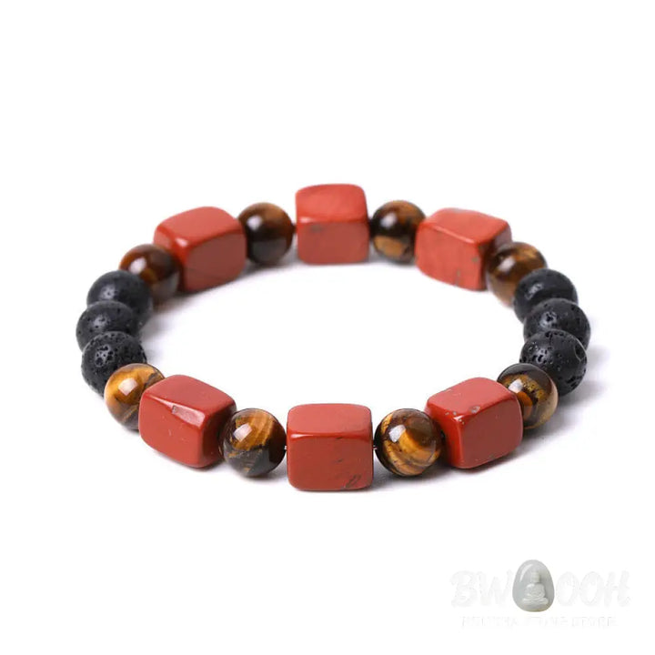 Buddha Stones Various Crystals Cube Amethyst Lava Rock Support Bracelet - BWOOOH - Bracelet