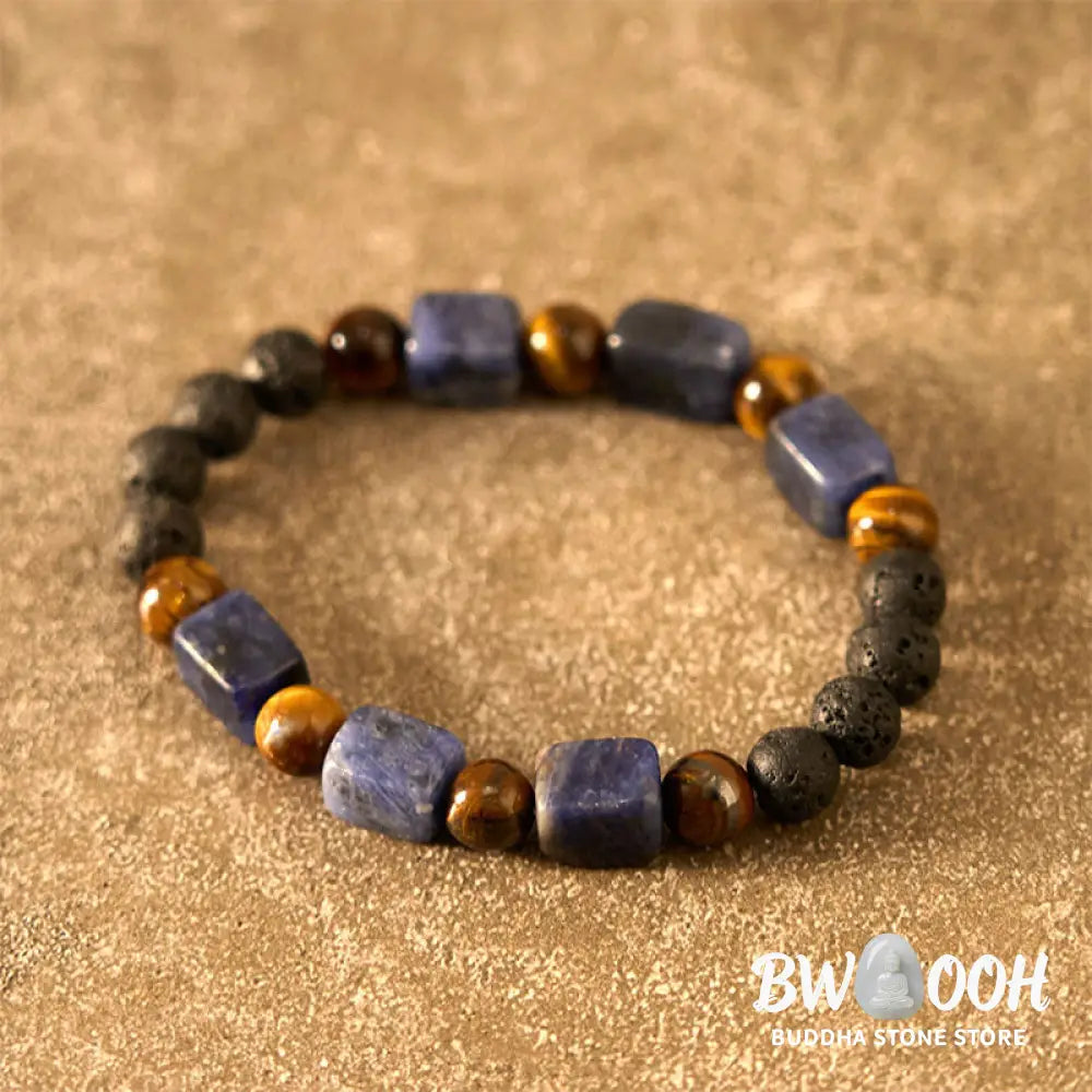 Buddha Stones Various Crystals Cube Amethyst Lava Rock Support Bracelet - BWOOOH - Bracelet