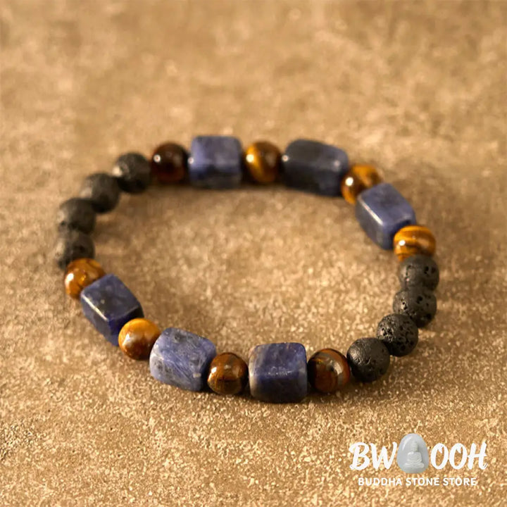 Buddha Stones Various Crystals Cube Amethyst Lava Rock Support Bracelet - BWOOOH - Bracelet