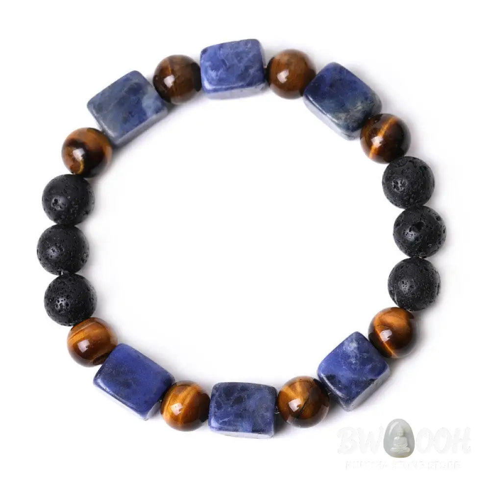 Buddha Stones Various Crystals Cube Amethyst Lava Rock Support Bracelet - BWOOOH - Bracelet