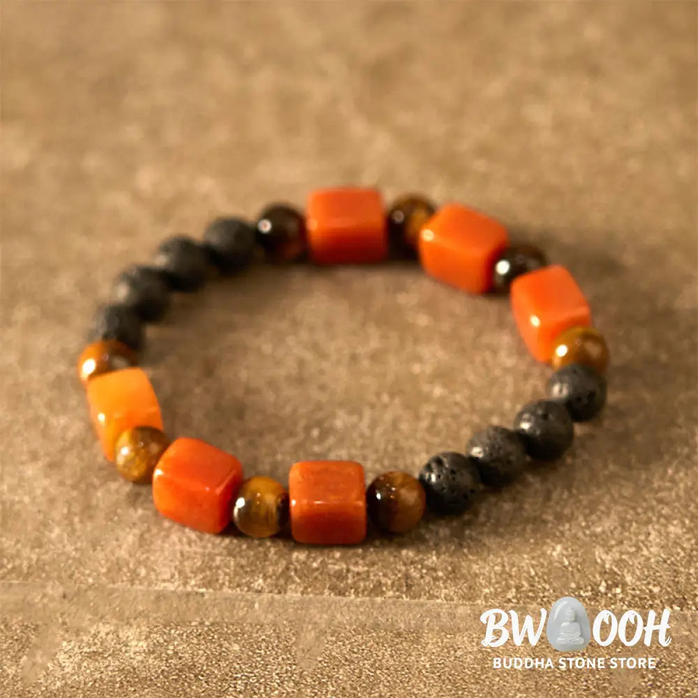 Buddha Stones Various Crystals Cube Amethyst Lava Rock Support Bracelet - BWOOOH - Bracelet