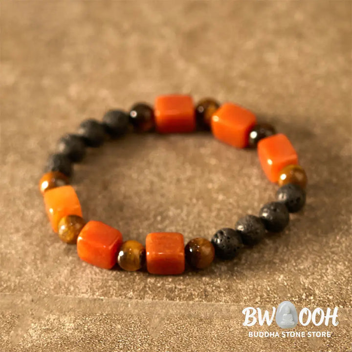 Buddha Stones Various Crystals Cube Amethyst Lava Rock Support Bracelet - BWOOOH - Bracelet