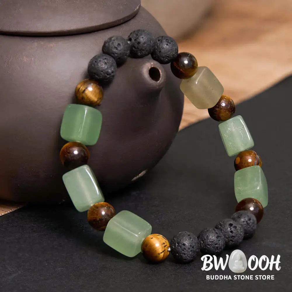 Buddha Stones Various Crystals Cube Amethyst Lava Rock Support Bracelet - BWOOOH - Bracelet