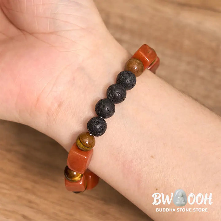 Buddha Stones Various Crystals Cube Amethyst Lava Rock Support Bracelet - BWOOOH - Bracelet
