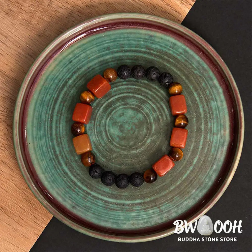 Buddha Stones Various Crystals Cube Amethyst Lava Rock Support Bracelet - BWOOOH - Bracelet