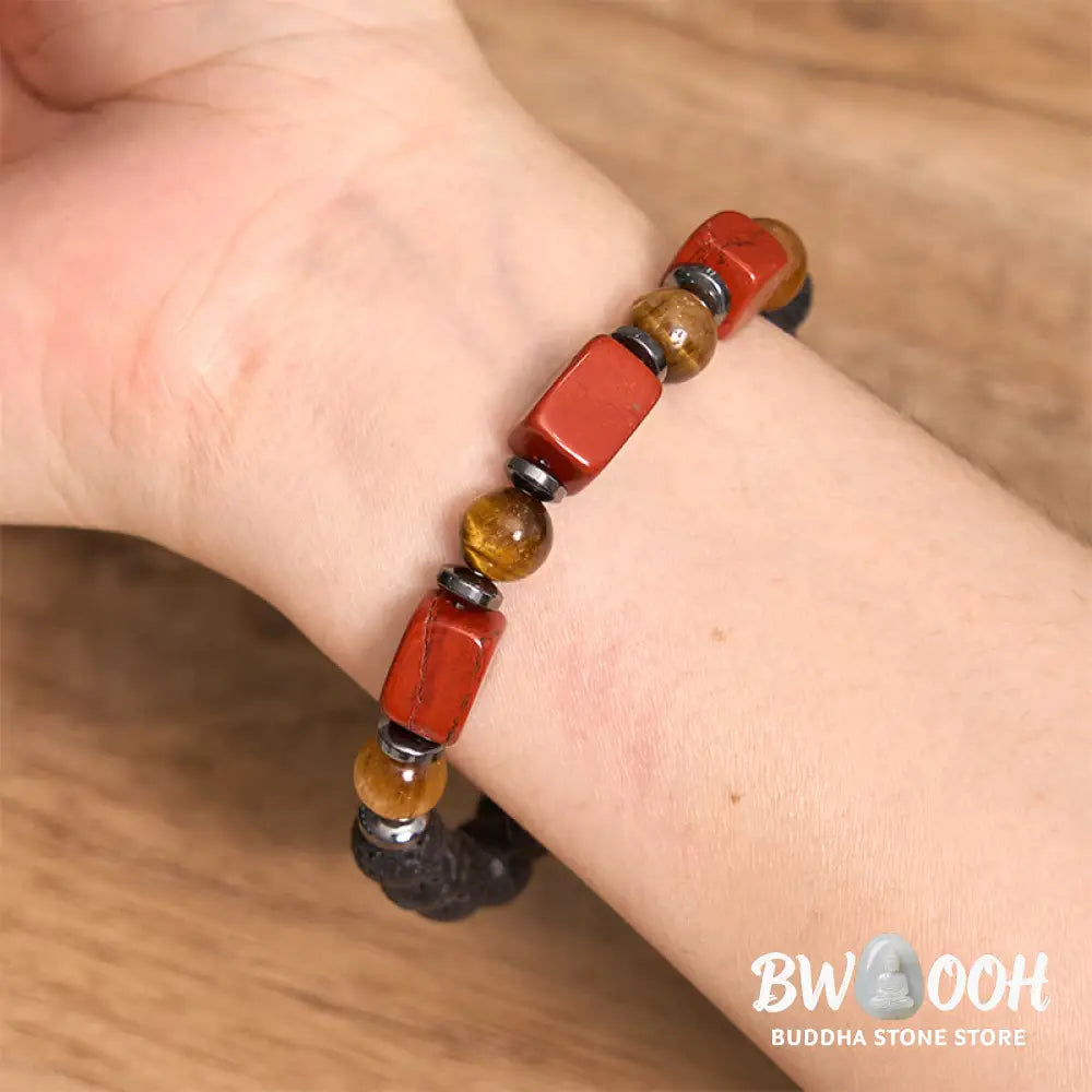 Buddha Stones Various Crystals Cube Amethyst Lava Rock Support Bracelet - BWOOOH - Bracelet