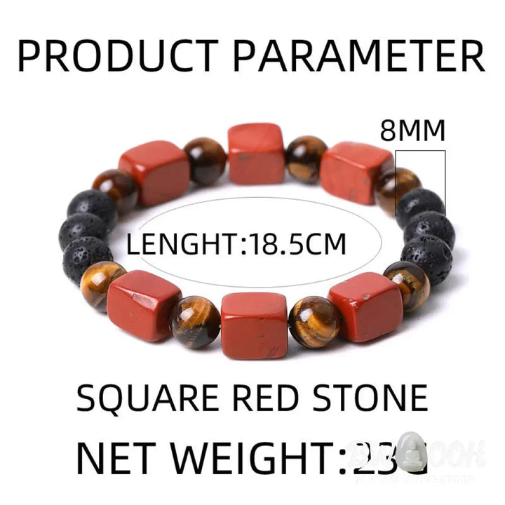 Buddha Stones Various Crystals Cube Amethyst Lava Rock Support Bracelet - BWOOOH - Bracelet