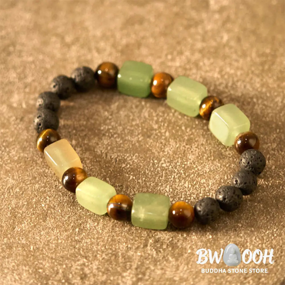 Buddha Stones Various Crystals Cube Amethyst Lava Rock Support Bracelet - BWOOOH - Bracelet