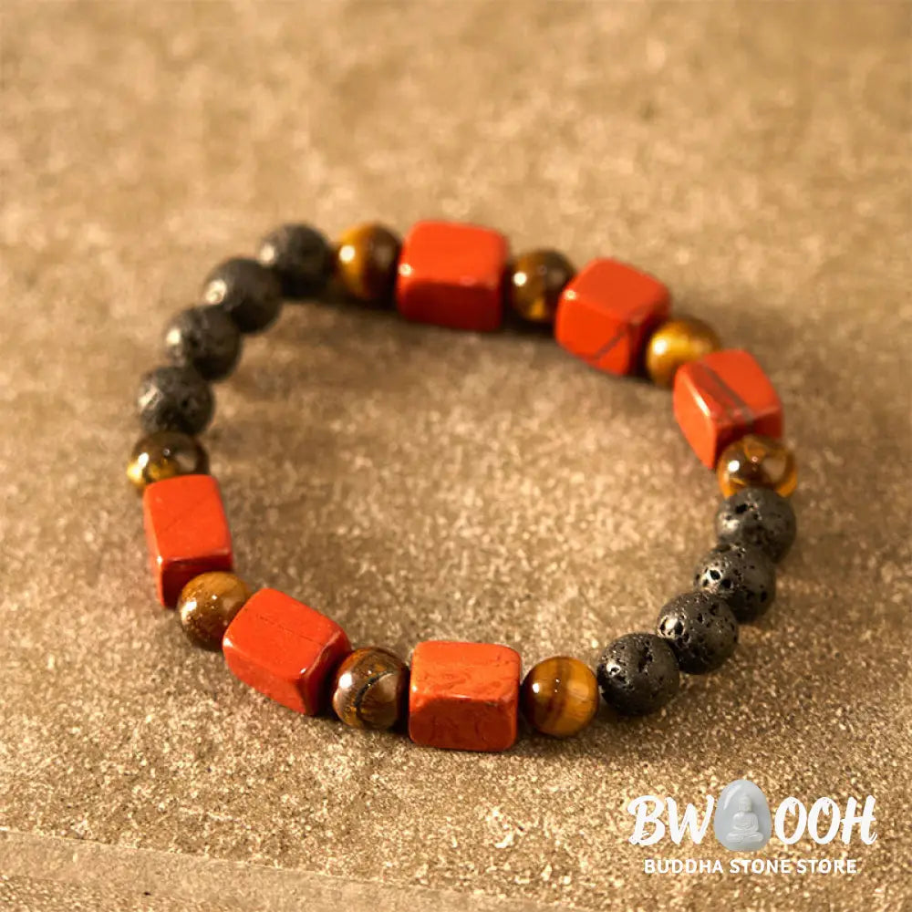 Buddha Stones Various Crystals Cube Amethyst Lava Rock Support Bracelet - BWOOOH - Bracelet