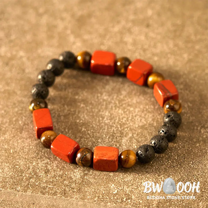 Buddha Stones Various Crystals Cube Amethyst Lava Rock Support Bracelet - BWOOOH - Bracelet