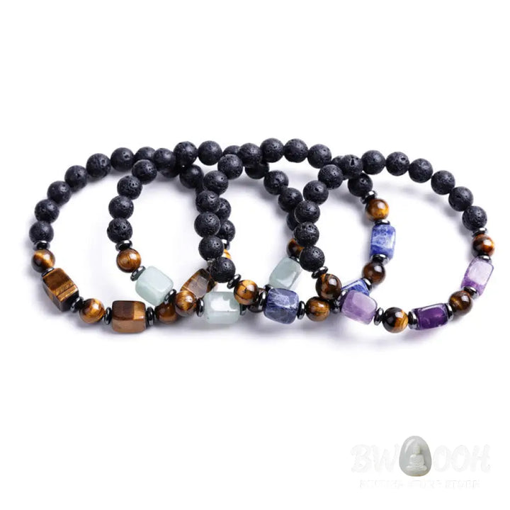 Buddha Stones Various Crystals Lava Rock Calm Bracelet - BWOOOH - Bracelet