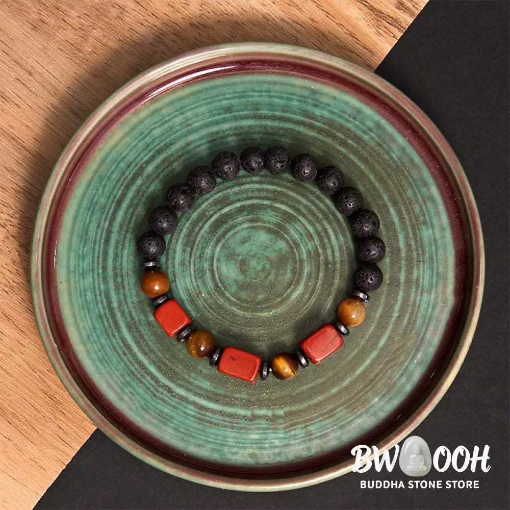 Buddha Stones Various Crystals Lava Rock Calm Bracelet - BWOOOH - Bracelet