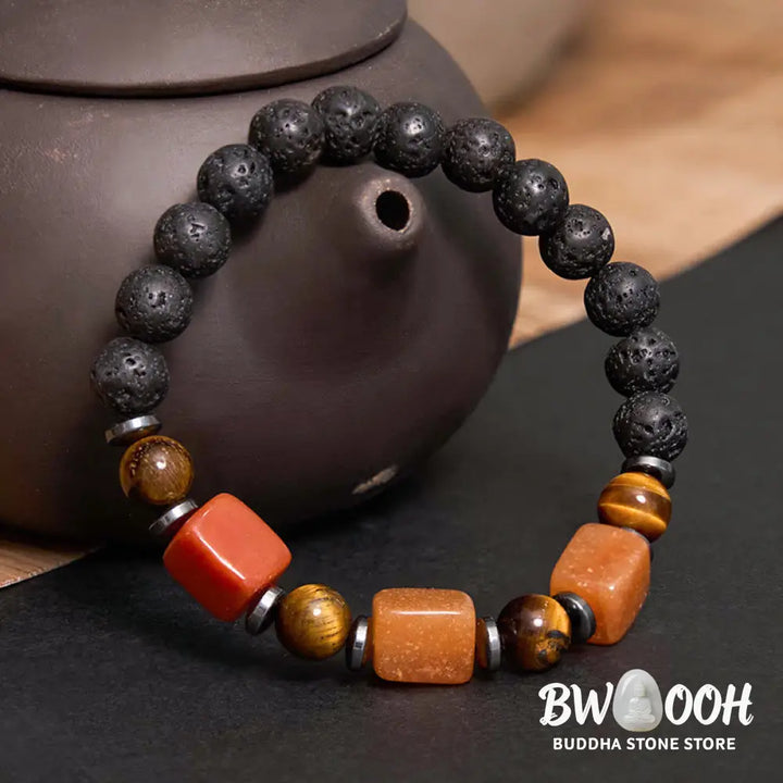 Buddha Stones Various Crystals Lava Rock Calm Bracelet - BWOOOH - Bracelet