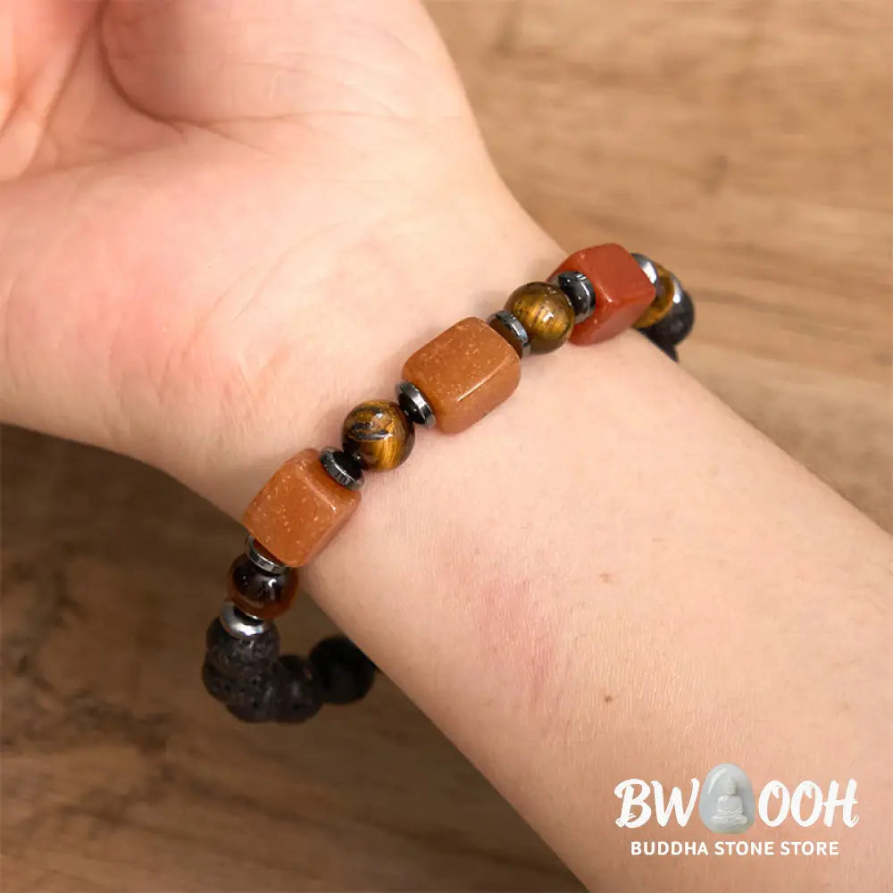 Buddha Stones Various Crystals Lava Rock Calm Bracelet - BWOOOH - Bracelet
