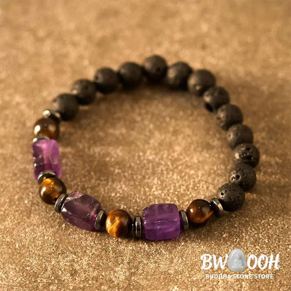 Buddha Stones Various Crystals Lava Rock Calm Bracelet - BWOOOH - Bracelet
